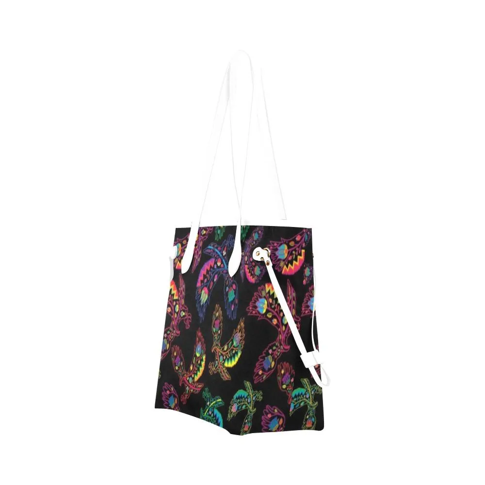 Neon Floral Eagles Clover Canvas Tote Bag