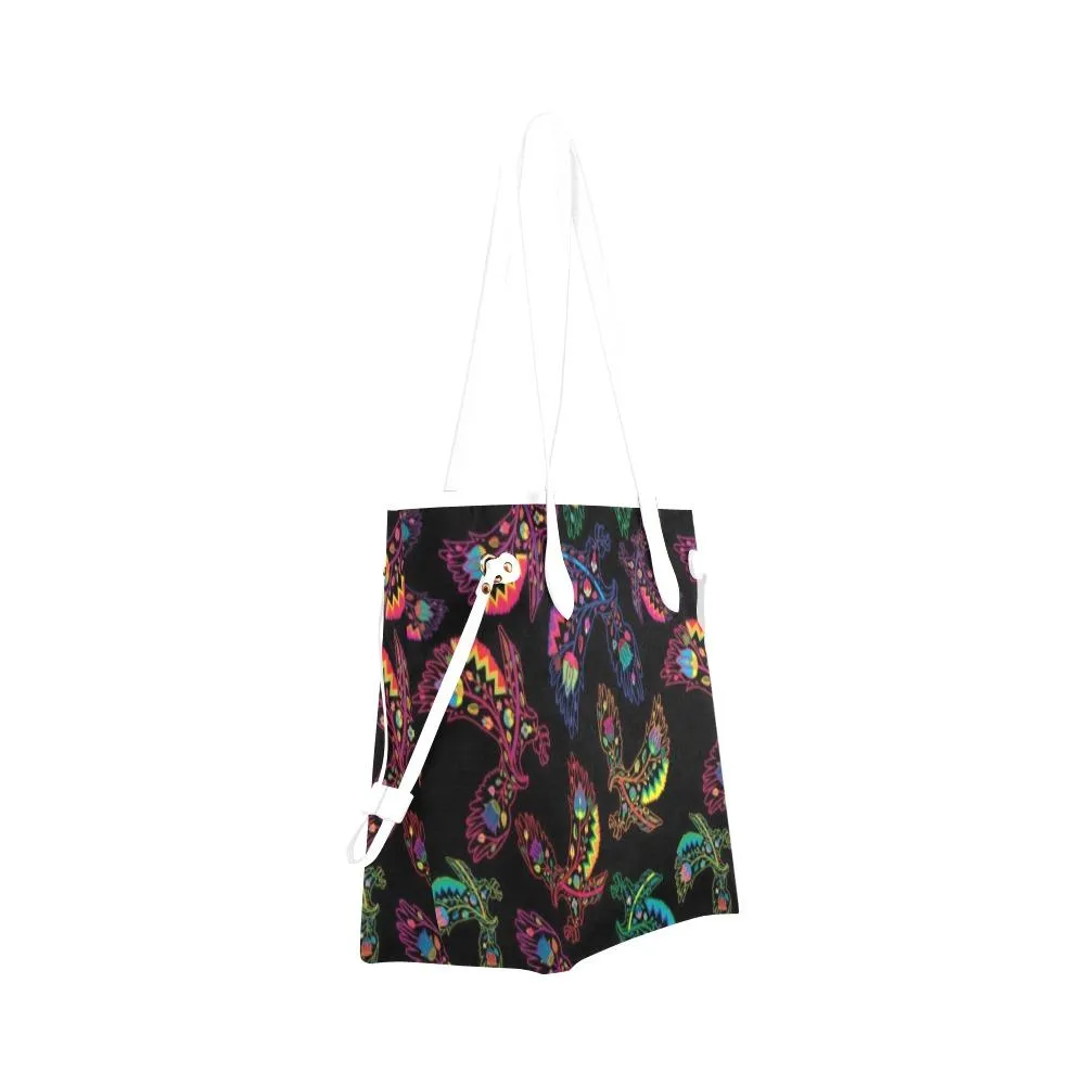 Neon Floral Eagles Clover Canvas Tote Bag