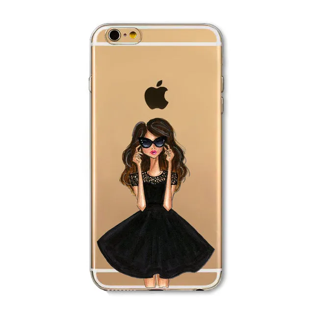 New Ice cream Donuts Macaron Pattern Case Cover For iphone 6 6S Cute Girl Dress Transparent Silicone Moblie Phone Bag Protective