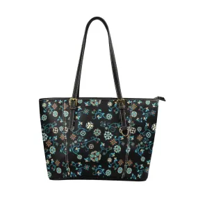 Ocean Bloom Leather Tote Bag/Large