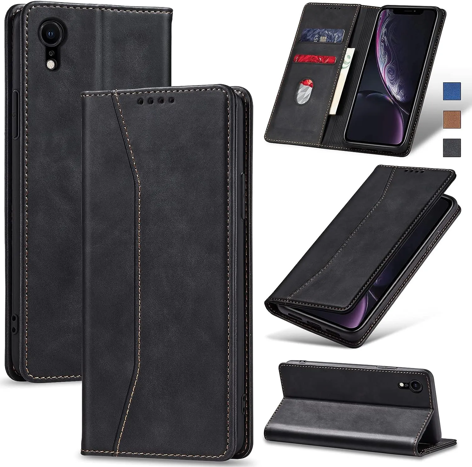 OnePlus 11 5G Leather Magnetic Folio Cover Protective Phone Case Black