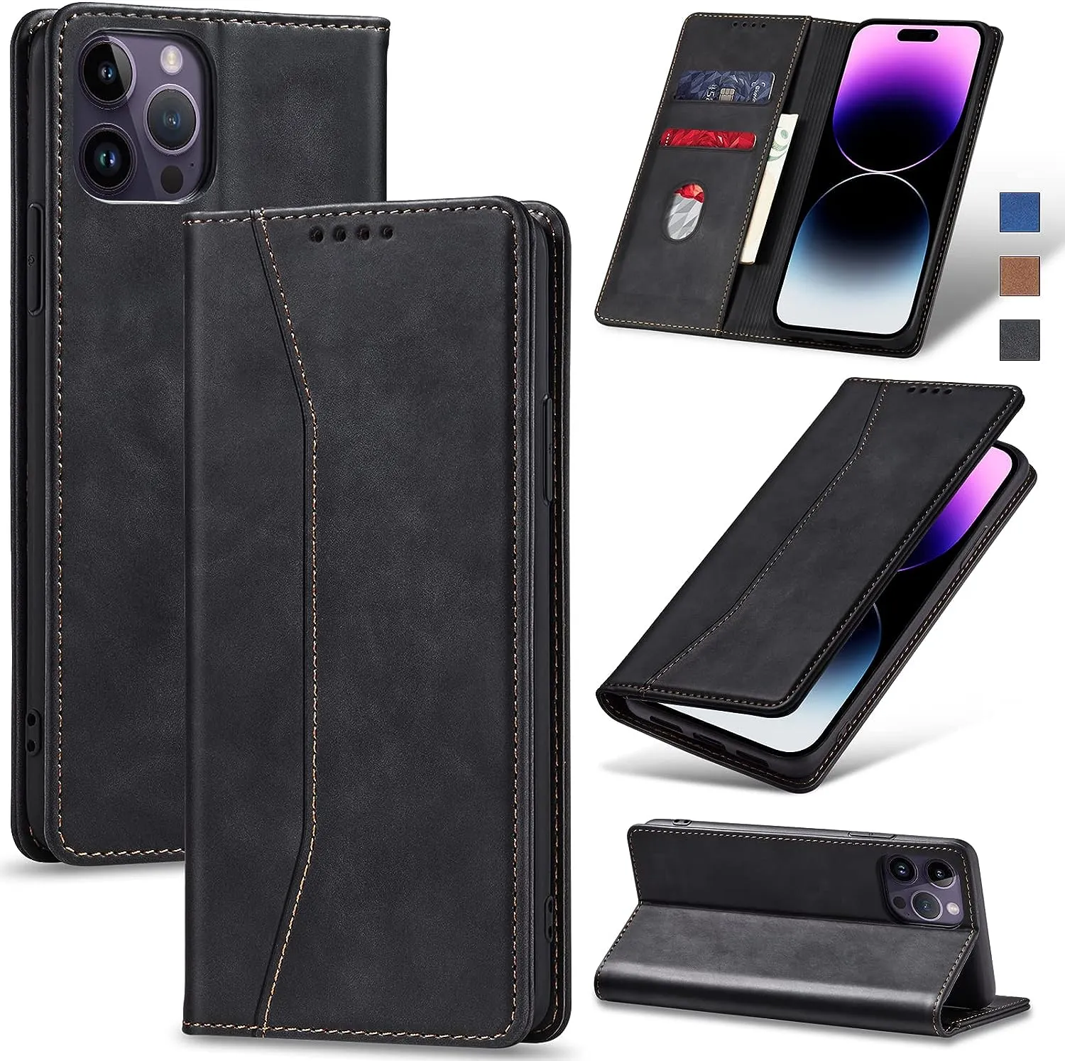 OnePlus 11 5G Leather Magnetic Folio Cover Protective Phone Case Black