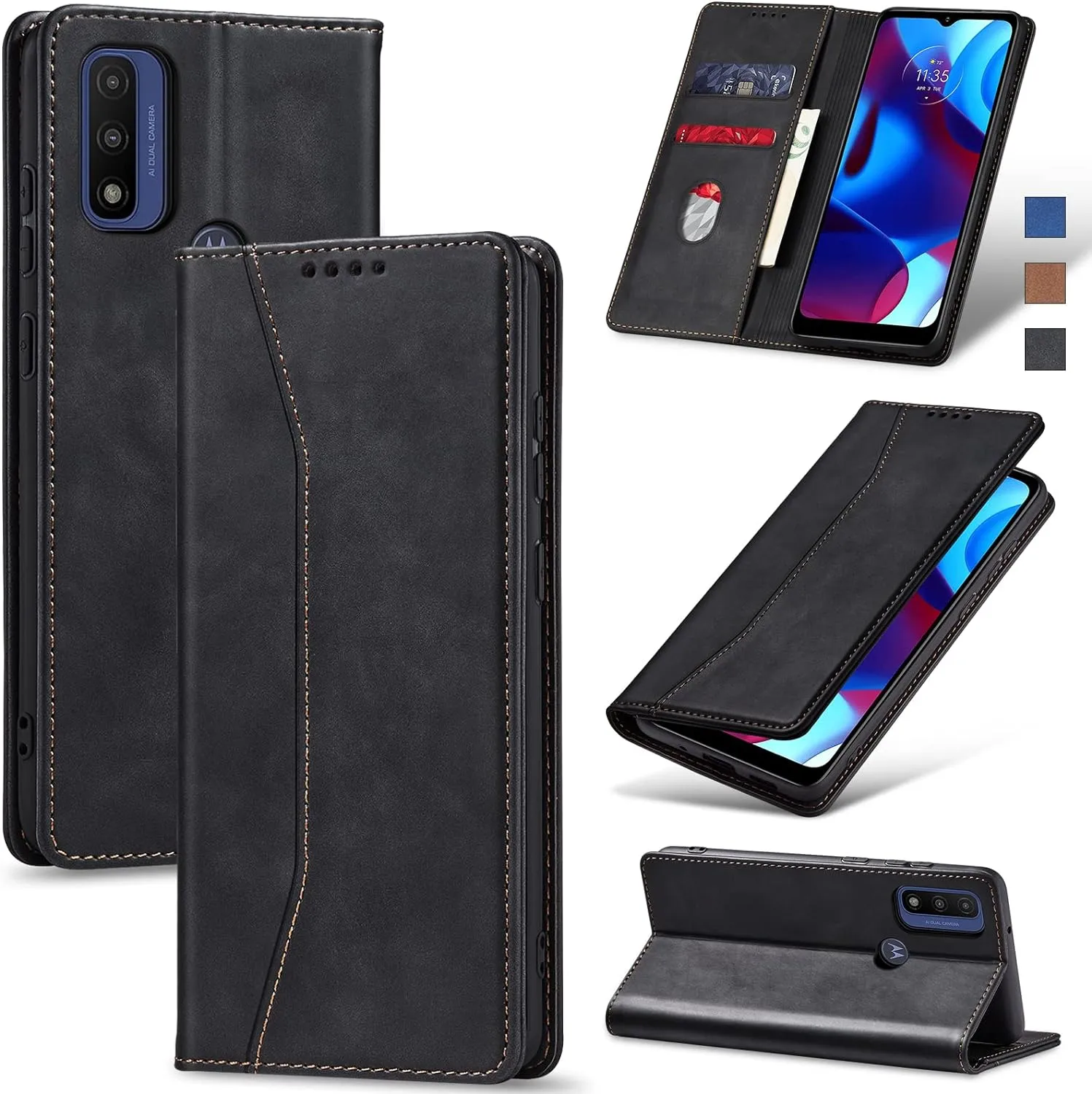 OnePlus 11 5G Leather Magnetic Folio Cover Protective Phone Case Black