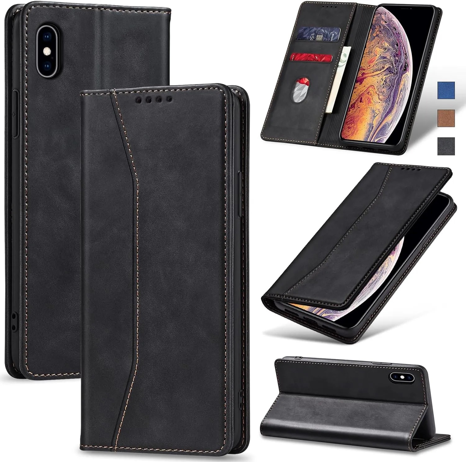 OnePlus 11 5G Leather Magnetic Folio Cover Protective Phone Case Black