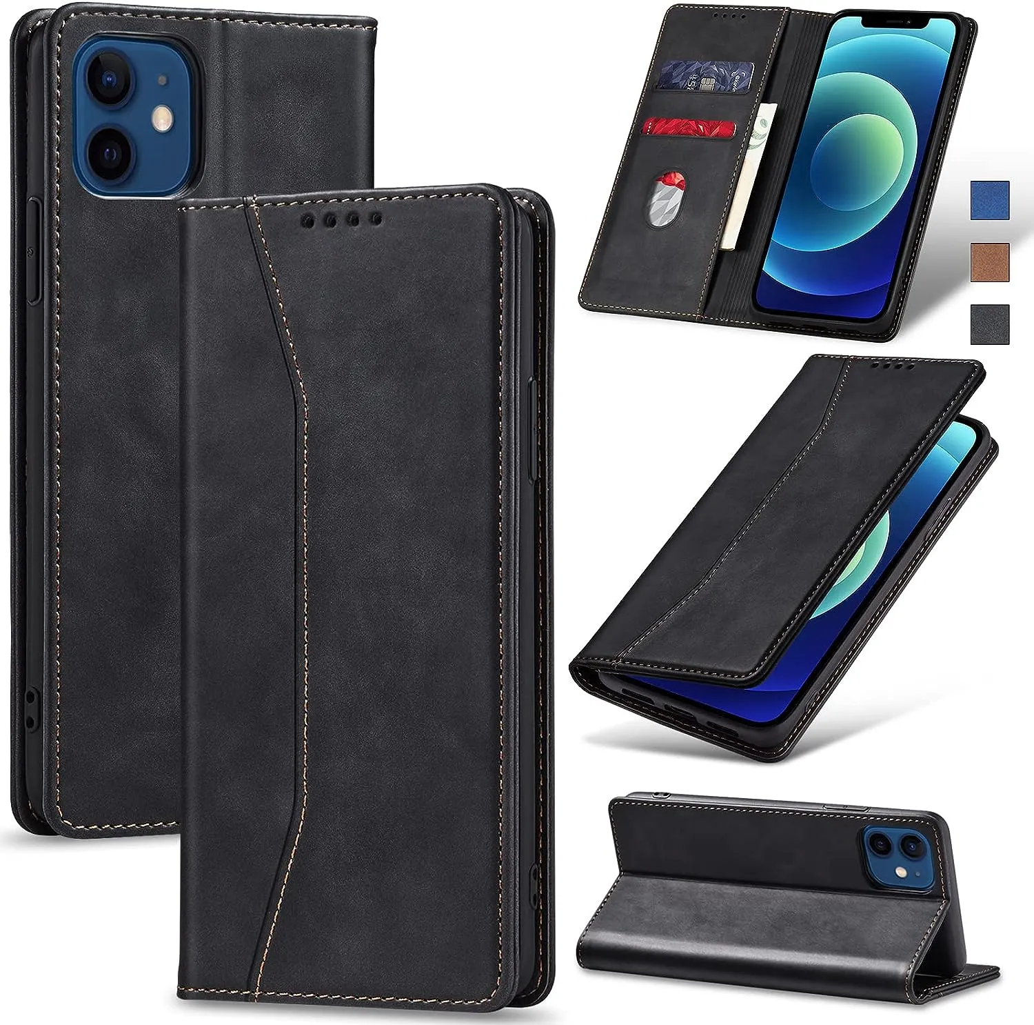 OnePlus 11 5G Leather Magnetic Folio Cover Protective Phone Case Black