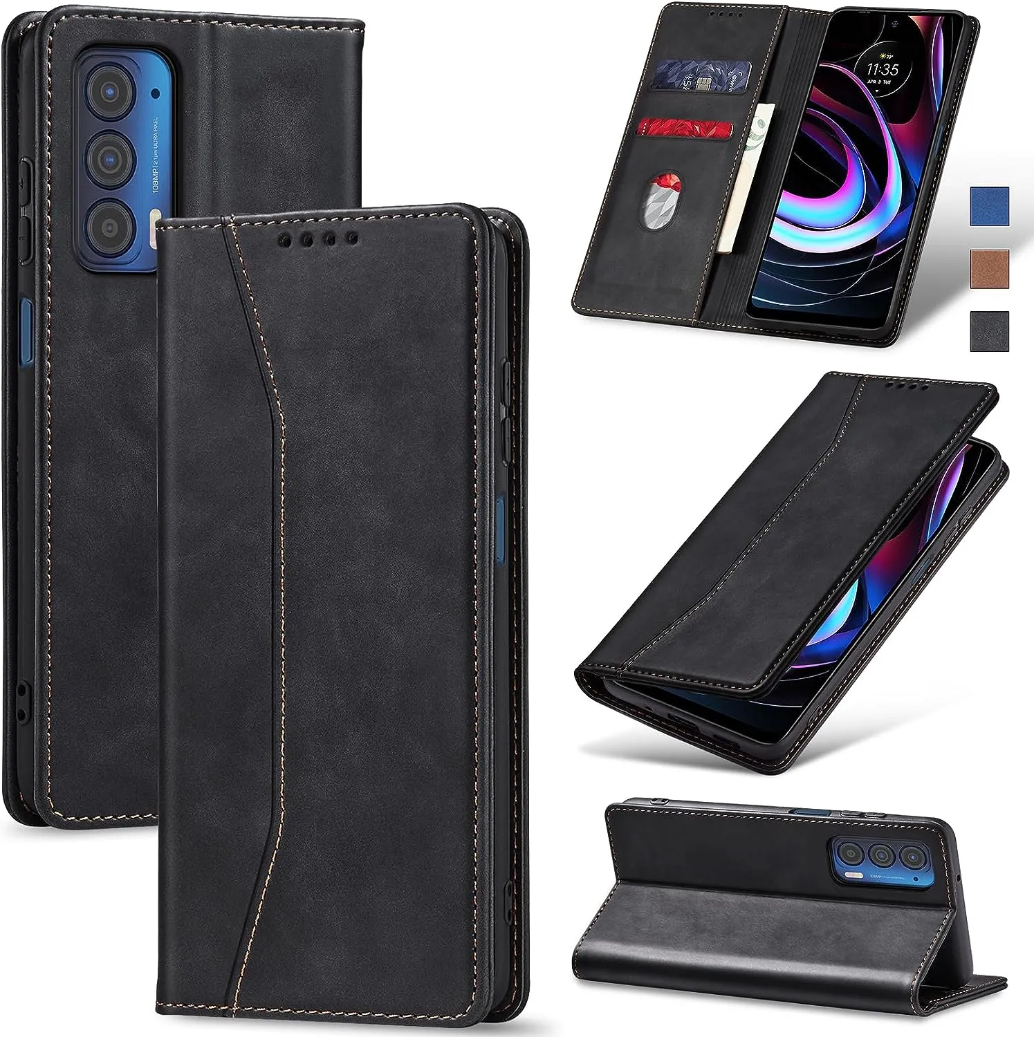 OnePlus 11 5G Leather Magnetic Folio Cover Protective Phone Case Black