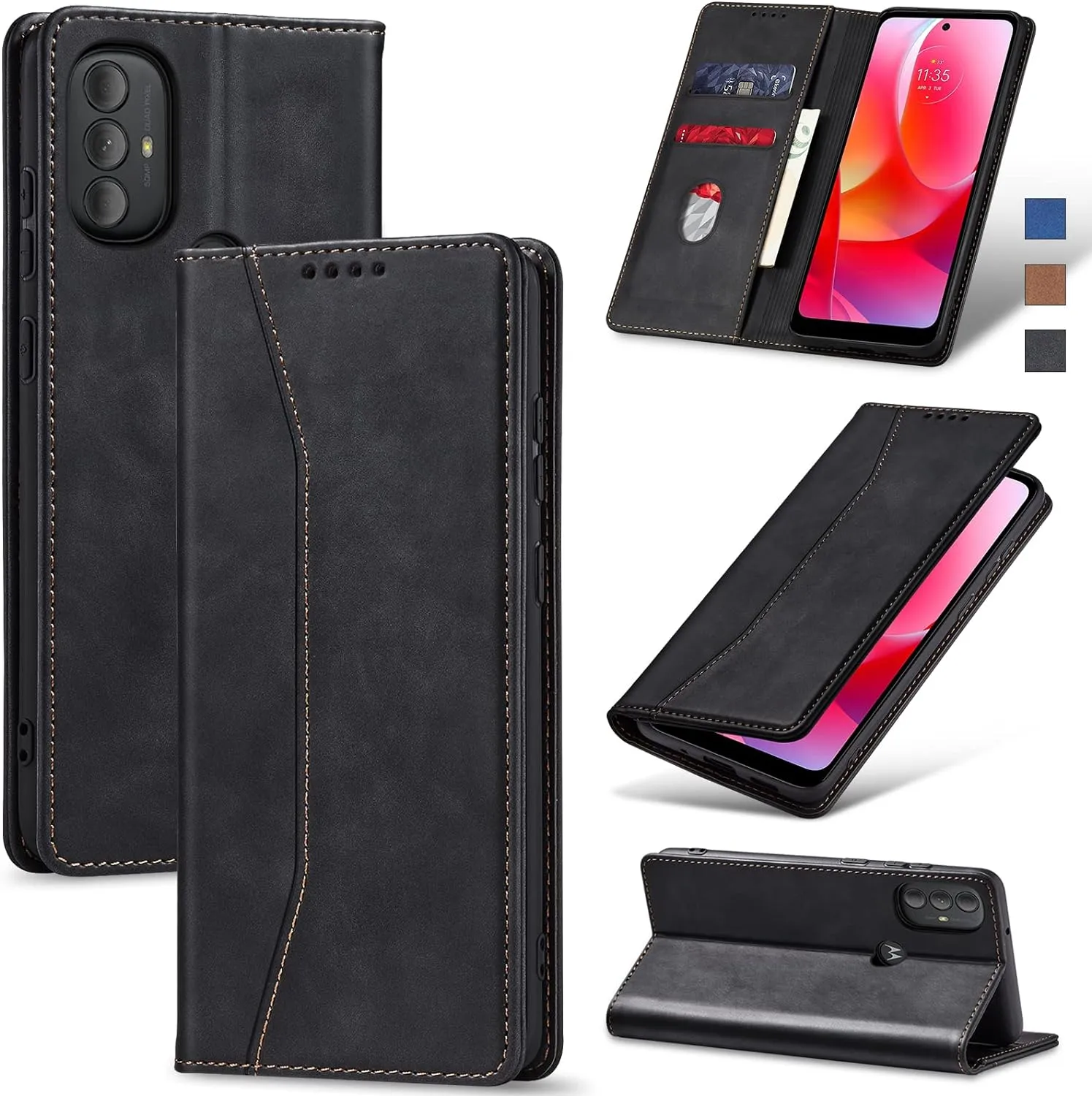 OnePlus 11 5G Leather Magnetic Folio Cover Protective Phone Case Black