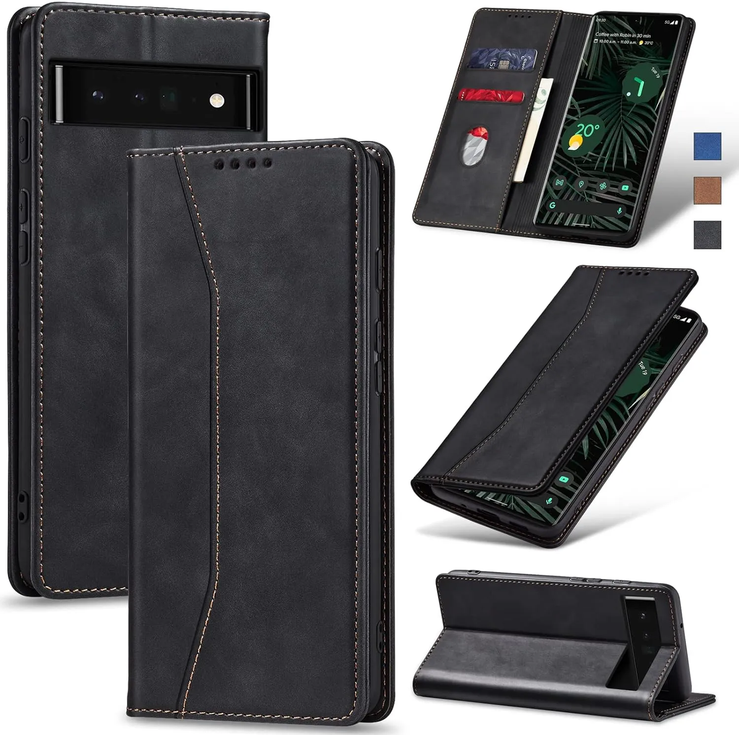 OnePlus 11 5G Leather Magnetic Folio Cover Protective Phone Case Black