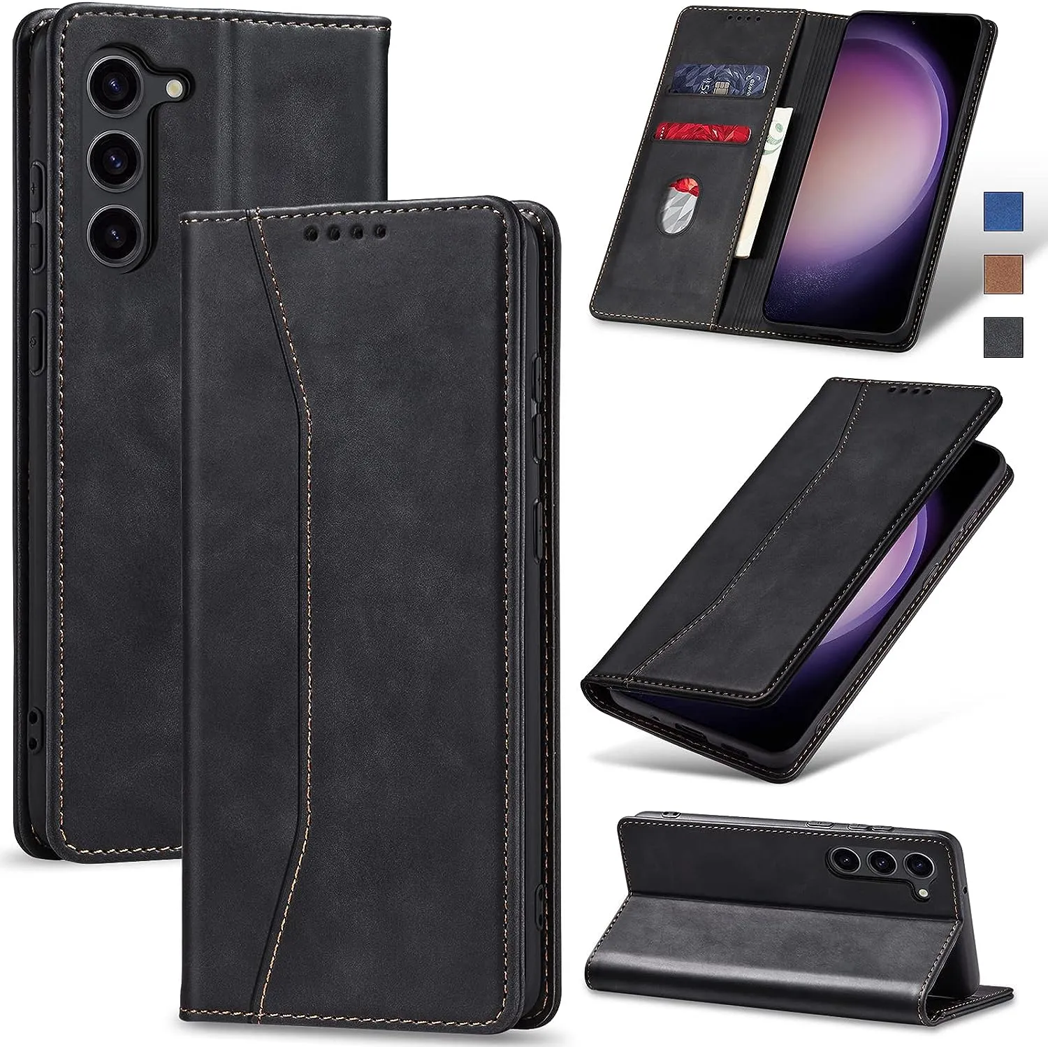 OnePlus 11 5G Leather Magnetic Folio Cover Protective Phone Case Black