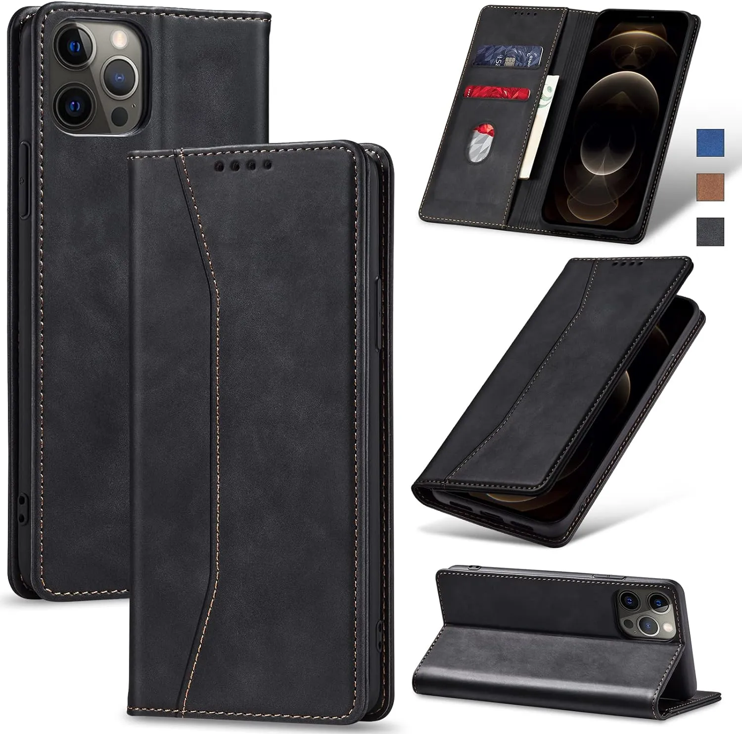 OnePlus 11 5G Leather Magnetic Folio Cover Protective Phone Case Black