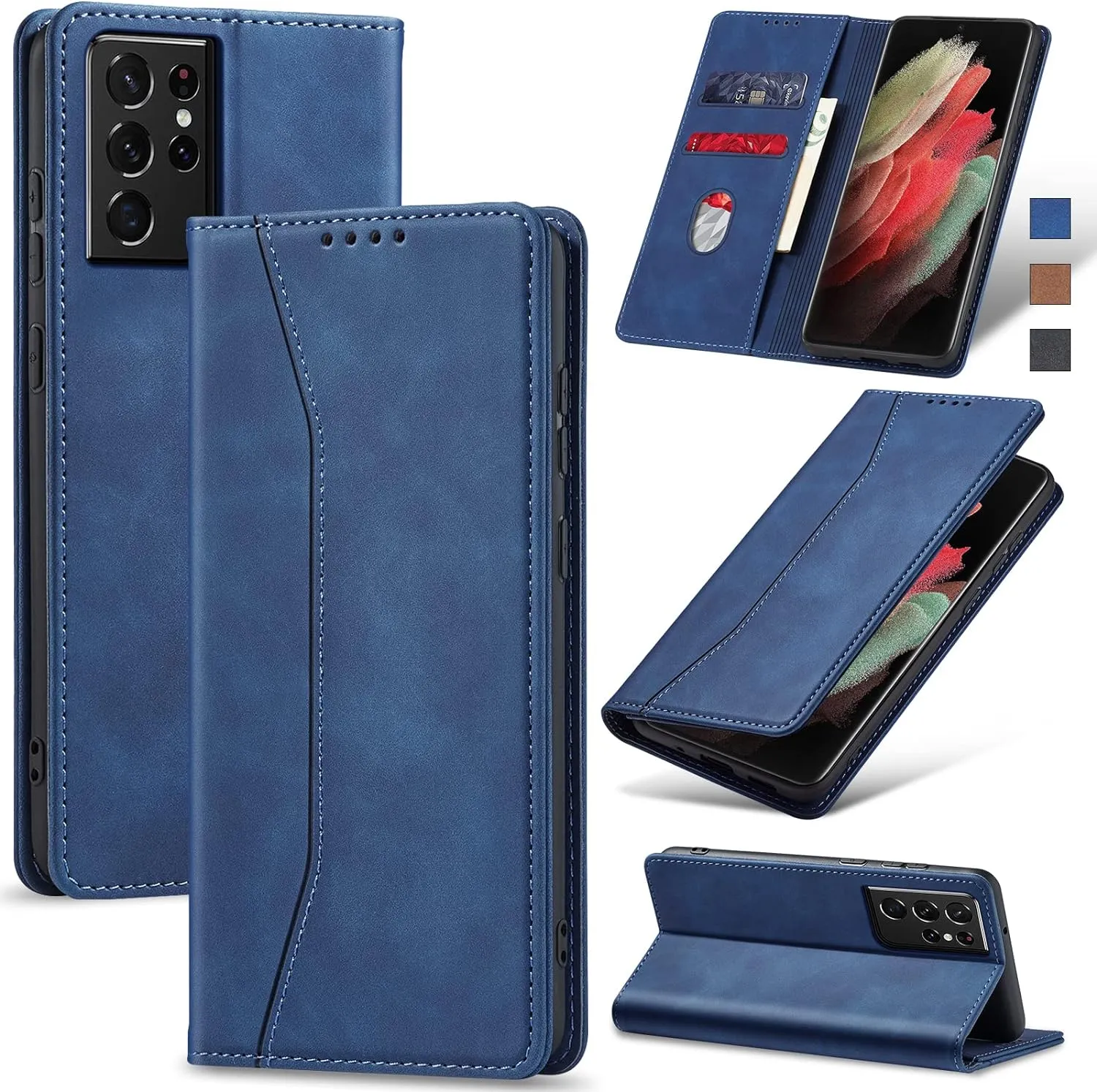 OnePlus 11 5G Leather Magnetic Folio Cover Protective Phone Case Black