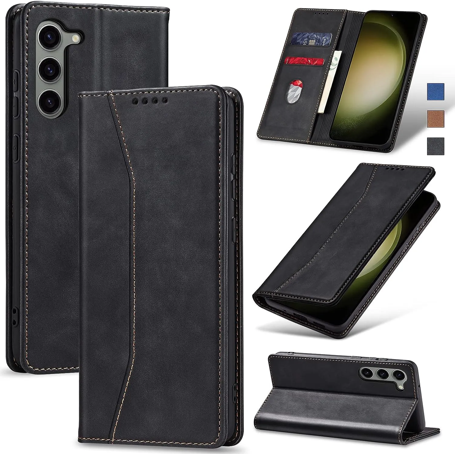 OnePlus 11 5G Leather Magnetic Folio Cover Protective Phone Case Black