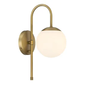 Open Box Castell Curved Arm LED Wall Sconce, Aged Brass