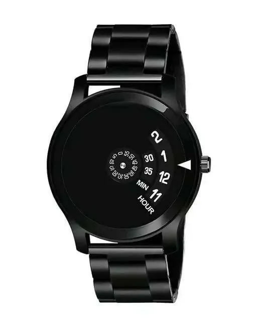 Paidu Black Dial Analog Watch with Rubber Strap for Boys & Men