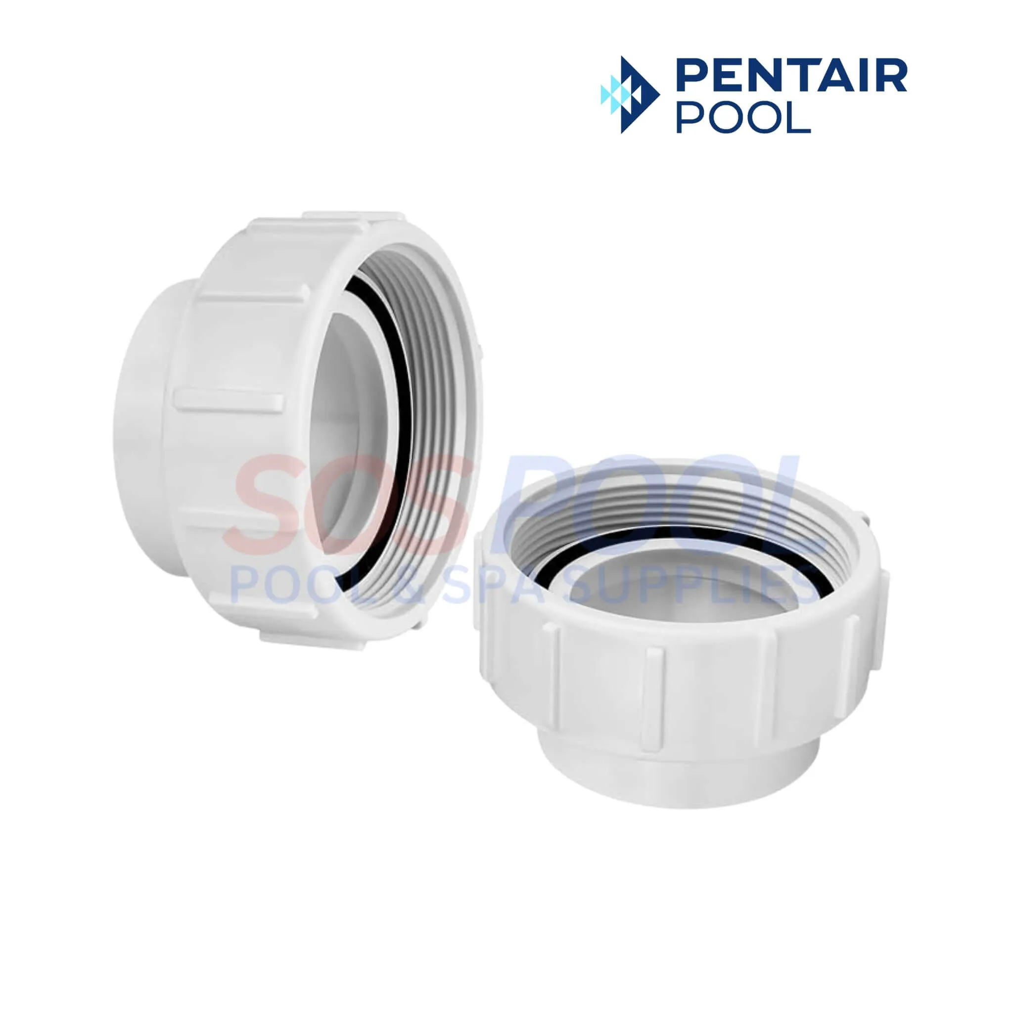 Pentair Half Union Adapter For MasterTemp Heaters | Set of 2 | 2" | White | PKG188