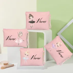 Personalized Ballet Girl Name Makeup Bags Pink Custom Name Women's Cosmetic Bag Kits School Supplies Pencil Pouchs Teacher Gifts