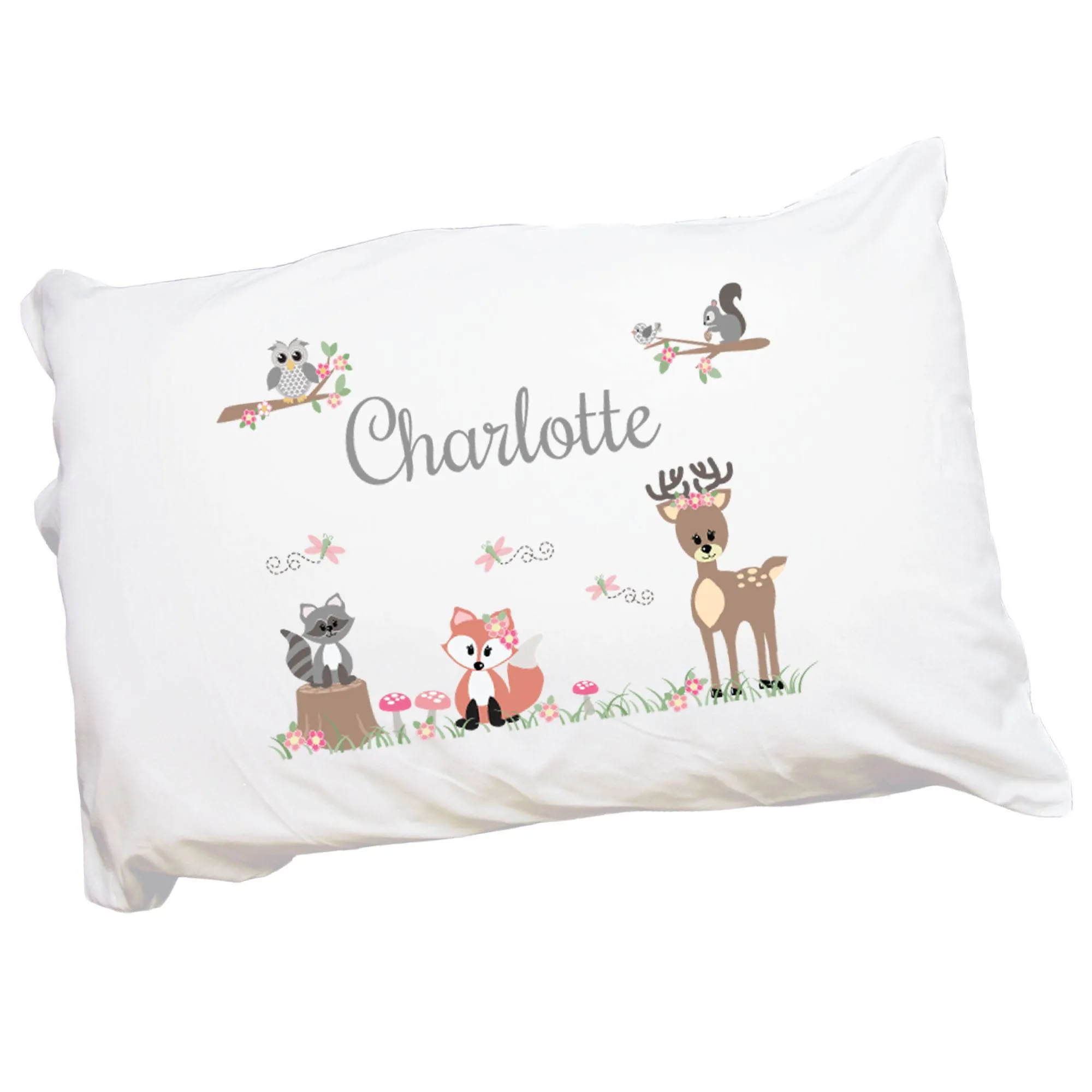 Personalized Gray Woodland Pillowcase