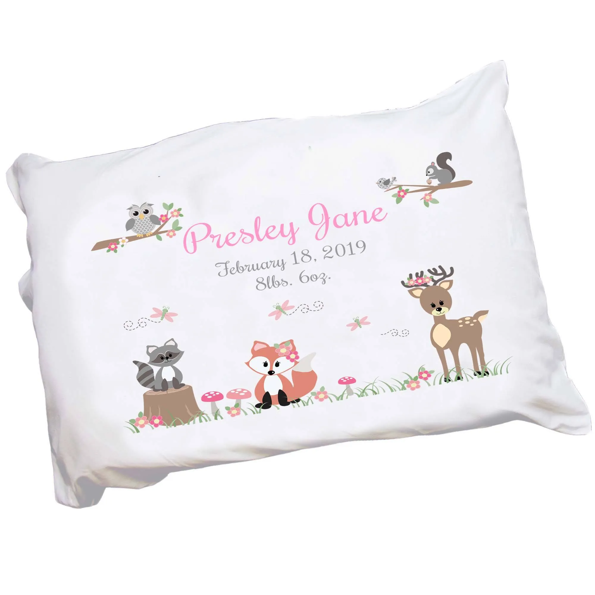 Personalized Gray Woodland Pillowcase