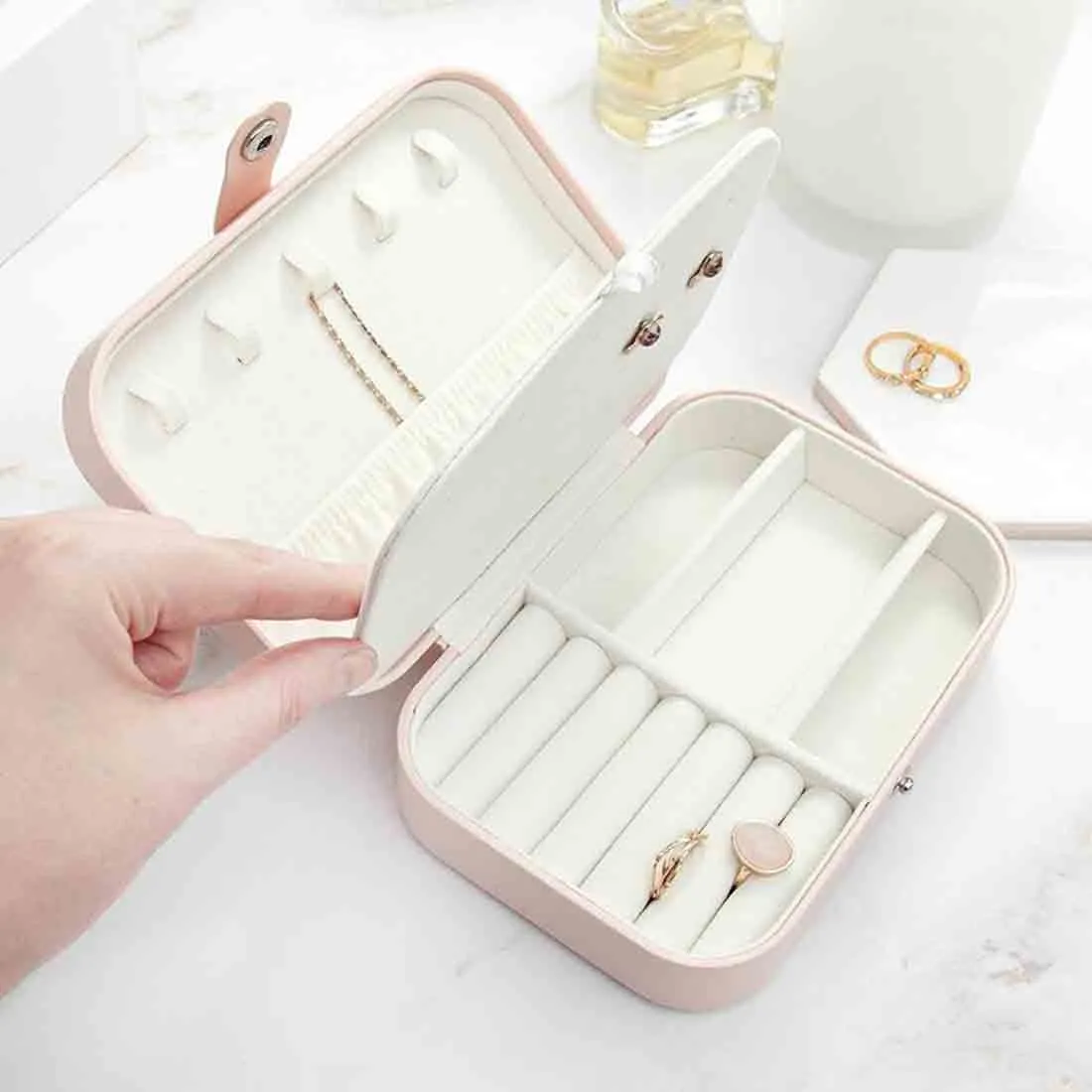 Personalized jewelry Box Organizer for Travel Storage Case for Rings Earrings and Pendants