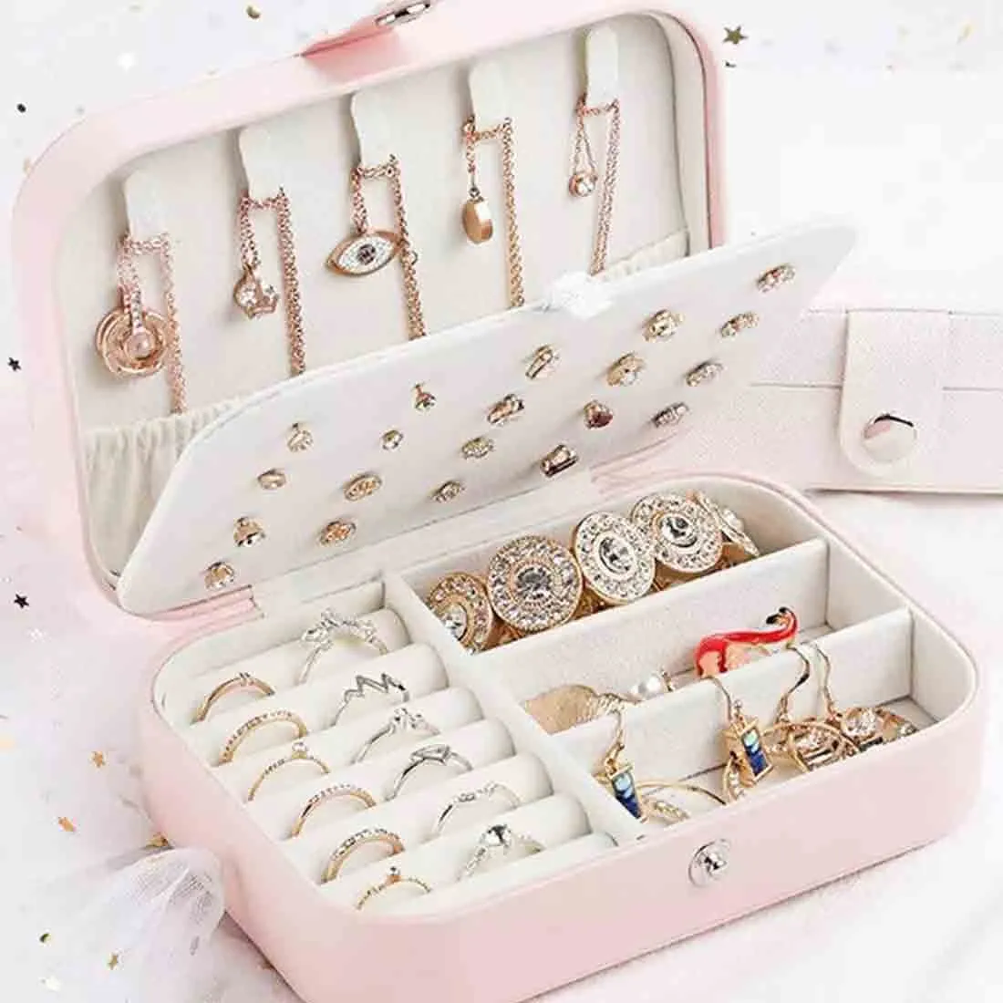 Personalized jewelry Box Organizer for Travel Storage Case for Rings Earrings and Pendants