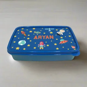 Personalized Snack Box for Kids Plastic Lunch Box for Boys - Space Boy