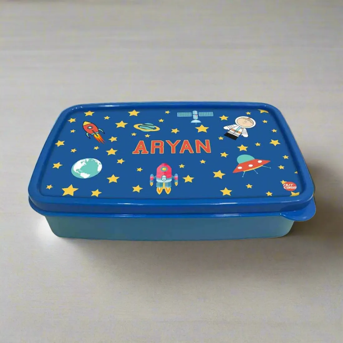 Personalized Snack Box for Kids Plastic Lunch Box for Boys - Space Boy