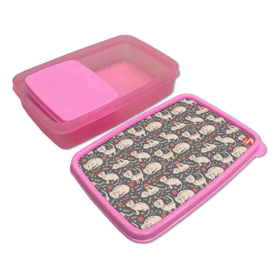 Plastic Tiffin Box for Kids School Lunch Box Containers - Cute Cat