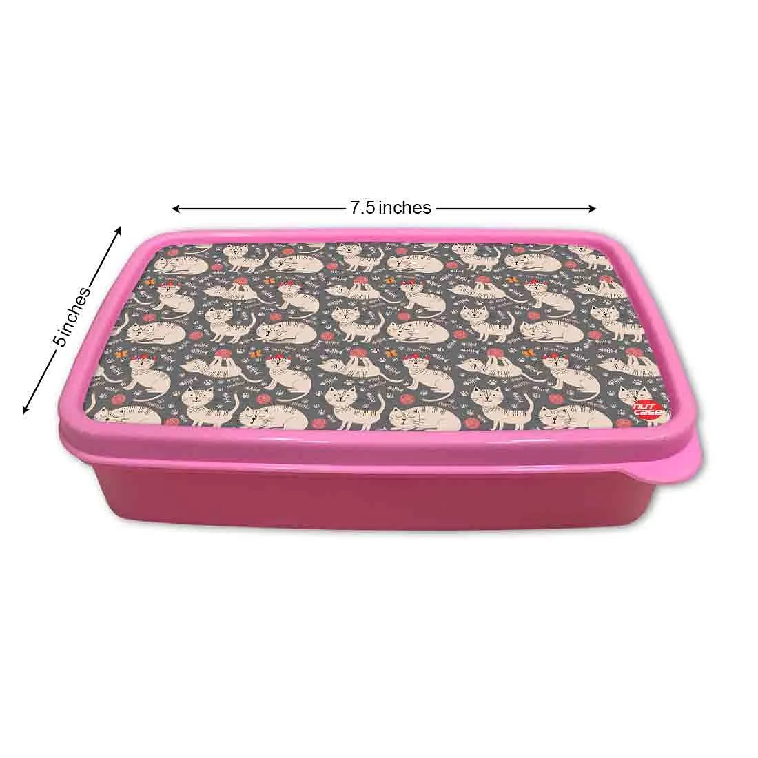 Plastic Tiffin Box for Kids School Lunch Box Containers - Cute Cat