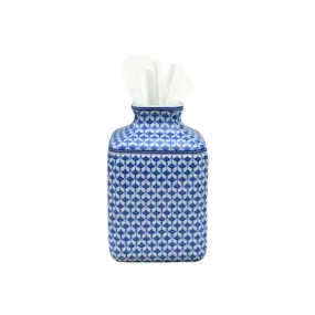 Porcelain Blue & White Fish-Scale Square Tissue Box