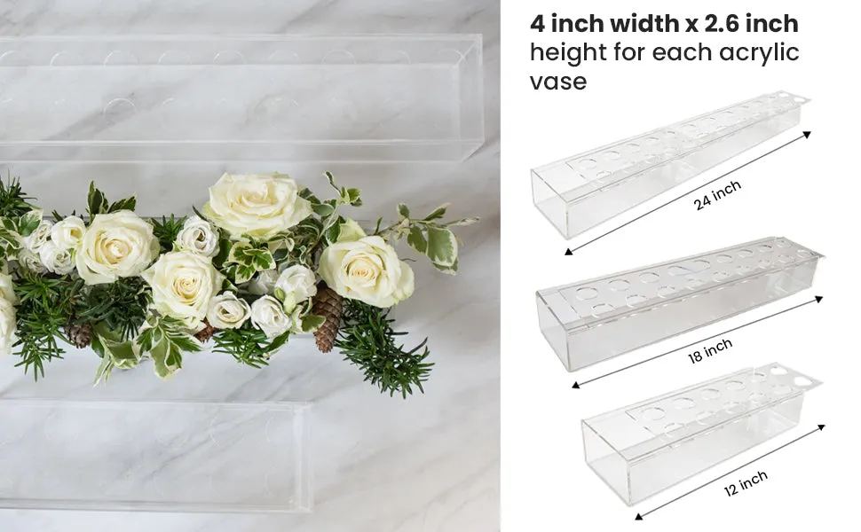 Premium Quality Acrylic Flower Vase Rectangular LED Lights 18 inch