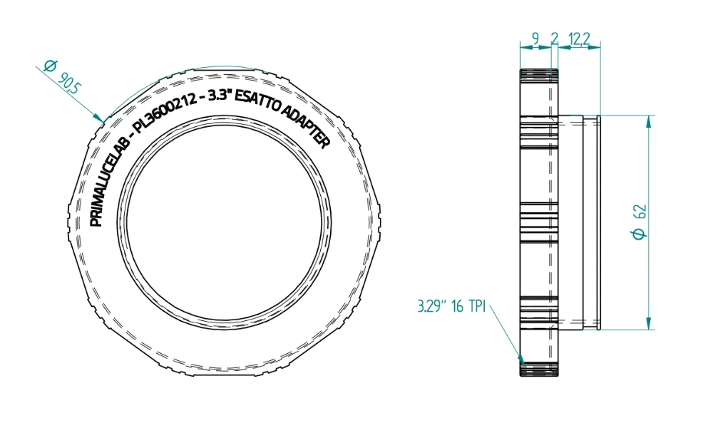 PrimaLuce Lab Adapter ESATTO 2" for telescopes with large 3.3" SC thread