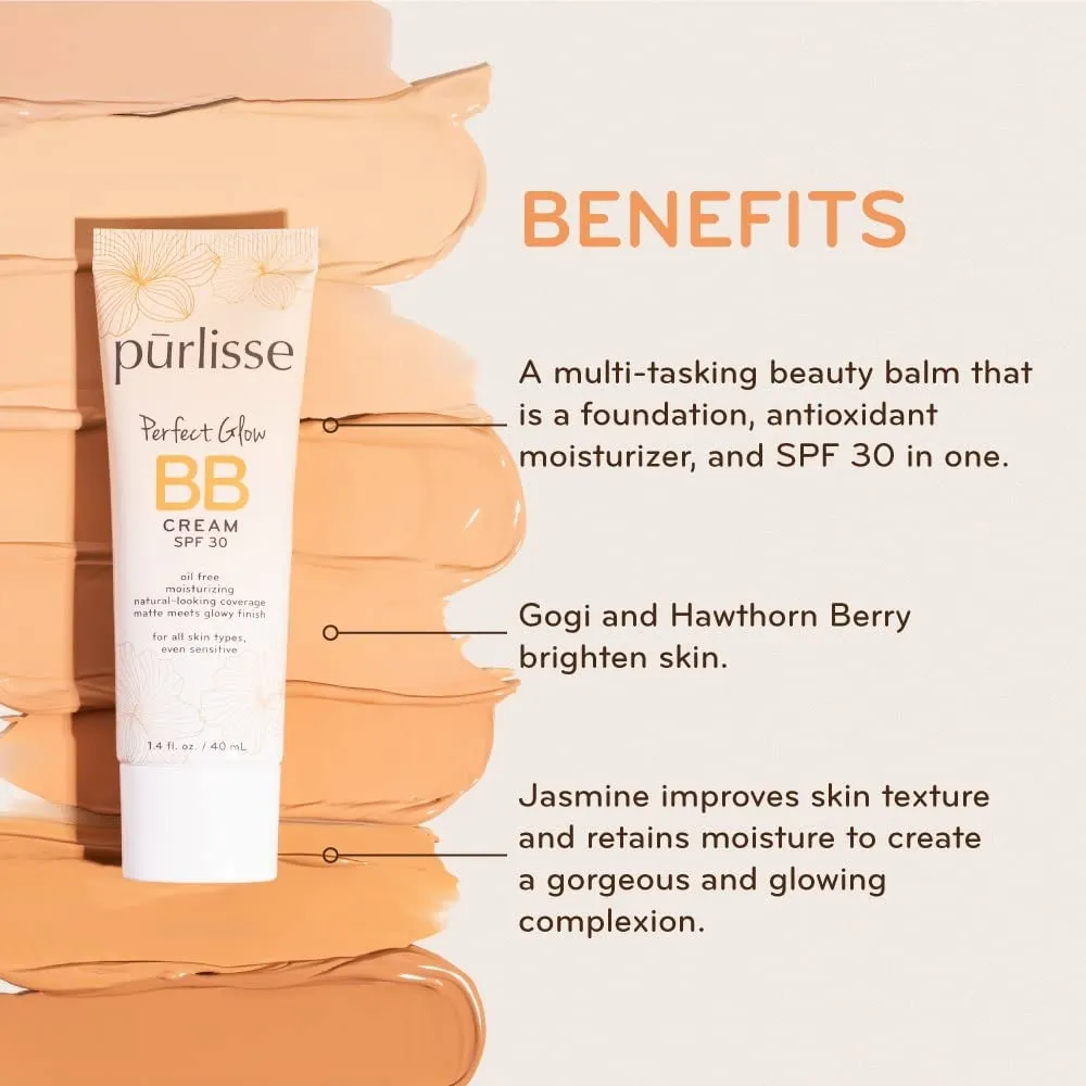 pūrlisse Perfect Glow BB Cream SPF 30 Light Medium 1.4oz