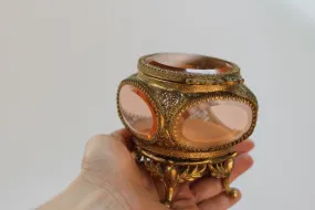 Rare Amber Tinted French Victorian Jewelry Box