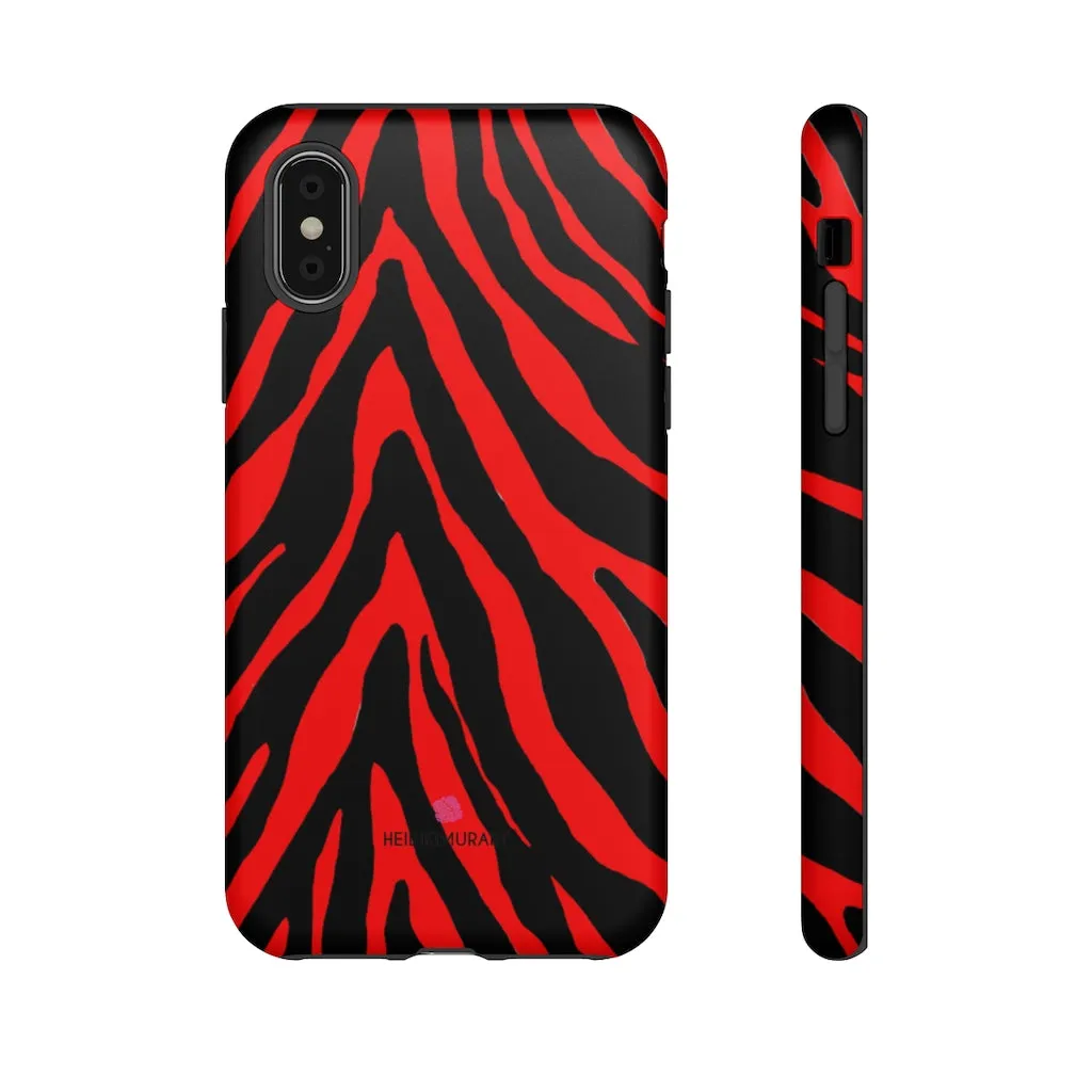 Red Zebra Designer Tough Cases, Animal Print Best Case Mate iPhone Samsung Case-Made in USA