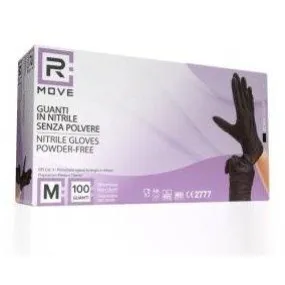 RMove 1Conf. da 100pz Tg.M - Guanti Nitrile Nero uso Medico Senza Polvere