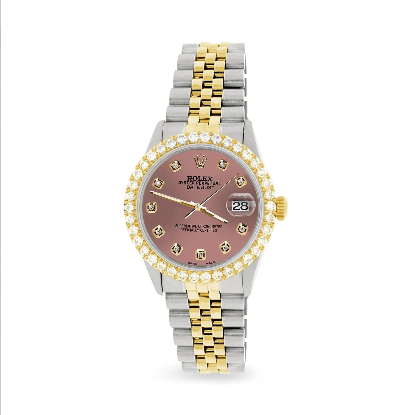 Rolex Datejust 2-Tone Watch 3.05ct Diamond Bezel/Salmon Diamond Dial TFJ-142508556