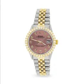 Rolex Datejust 2-Tone Watch 3.05ct Diamond Bezel/Salmon Diamond Dial TFJ-142508556