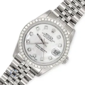 Rolex Datejust 31mm Diamond Bezel/White MOP Dial Steel Jubilee Watch TFJ-142508489