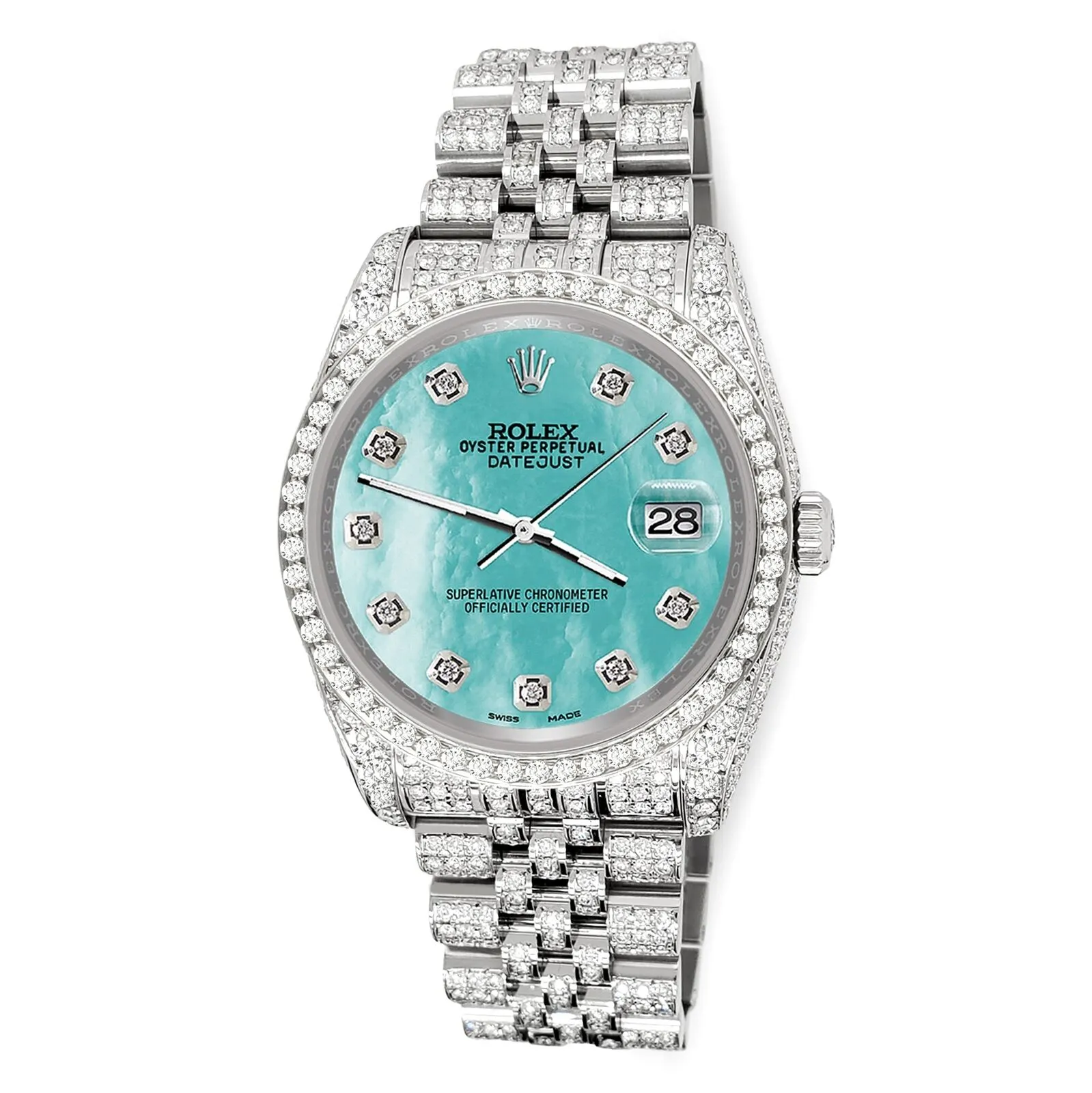 Rolex Datejust 36mm 10.2ct Diamond Aquamarine MOP Jubilee Watch  TFJ-142508343