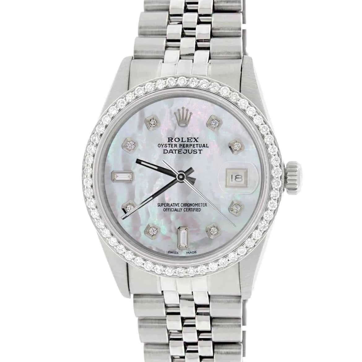 Rolex Datejust 36mm Steel Jubilee Watch with white MOP Diamond Dial &amp; Bezel TFJ-142508161