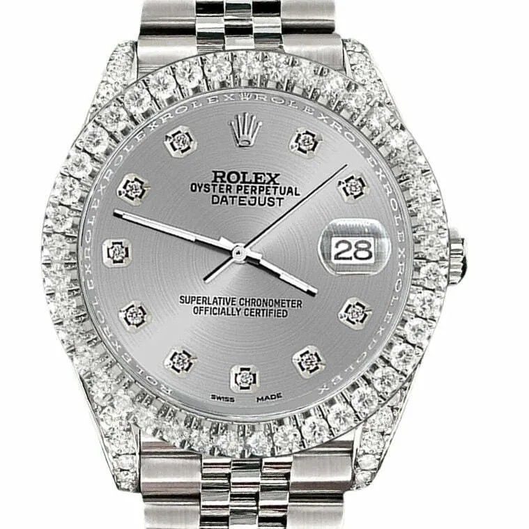 Rolex Datejust 41 4.4CT Diamond Bezel/Lugs/Gray Dial  TFJ-142508577