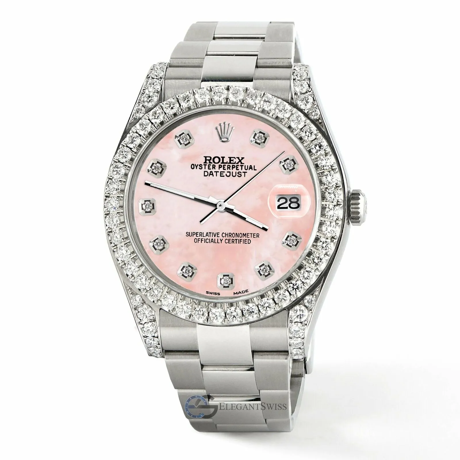 Rolex Datejust 41, Ref 126300, 4.4CT Diamond Bezel/Lugs/Royal Pink MOP Watch TFJ-142508777