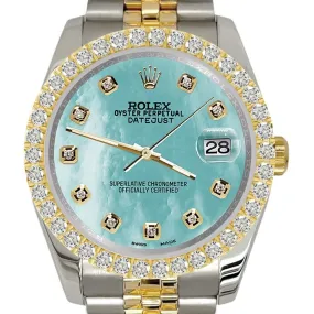 Rolex Datejust   Diamond Bezel/Aquamarine Blue Jubilee Watch TFJ-142507950