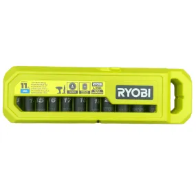 RYOBI 1/2" Drive Metric Deep Impact Socket Set (11-Piece)