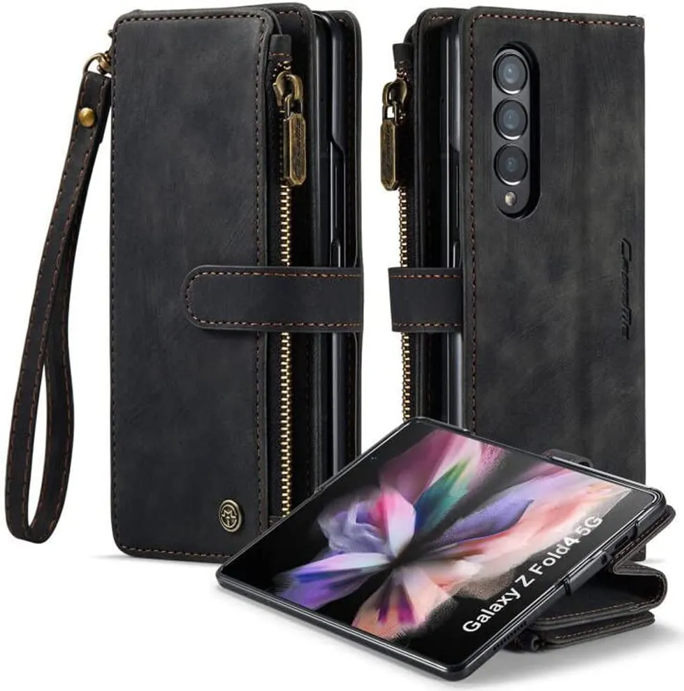 Samsung Galaxy Z Fold 4 Case Z Fold 4 Case Wallet Magnetic All-Inclusive Case (Black)