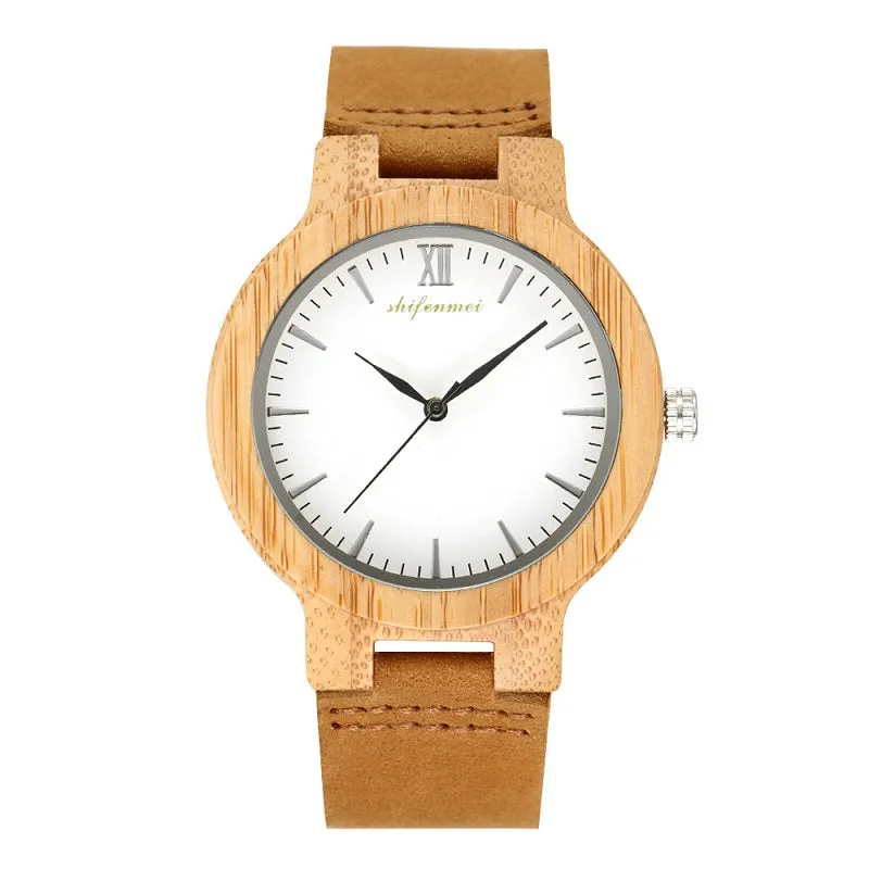 Simple Large Dial With Scale Wooden Watch