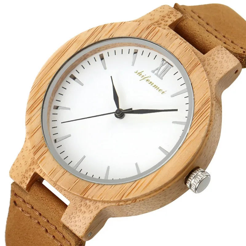 Simple Large Dial With Scale Wooden Watch