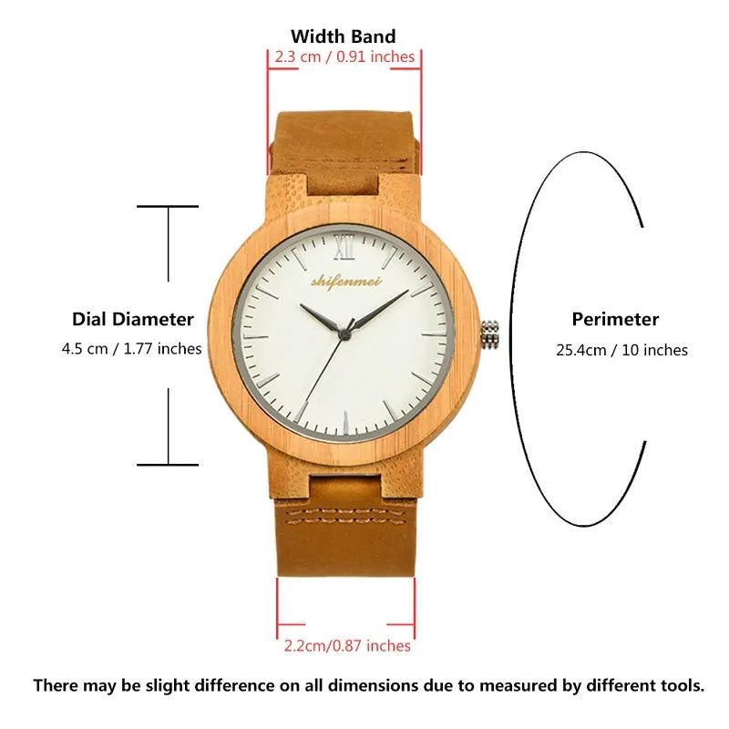 Simple Large Dial With Scale Wooden Watch