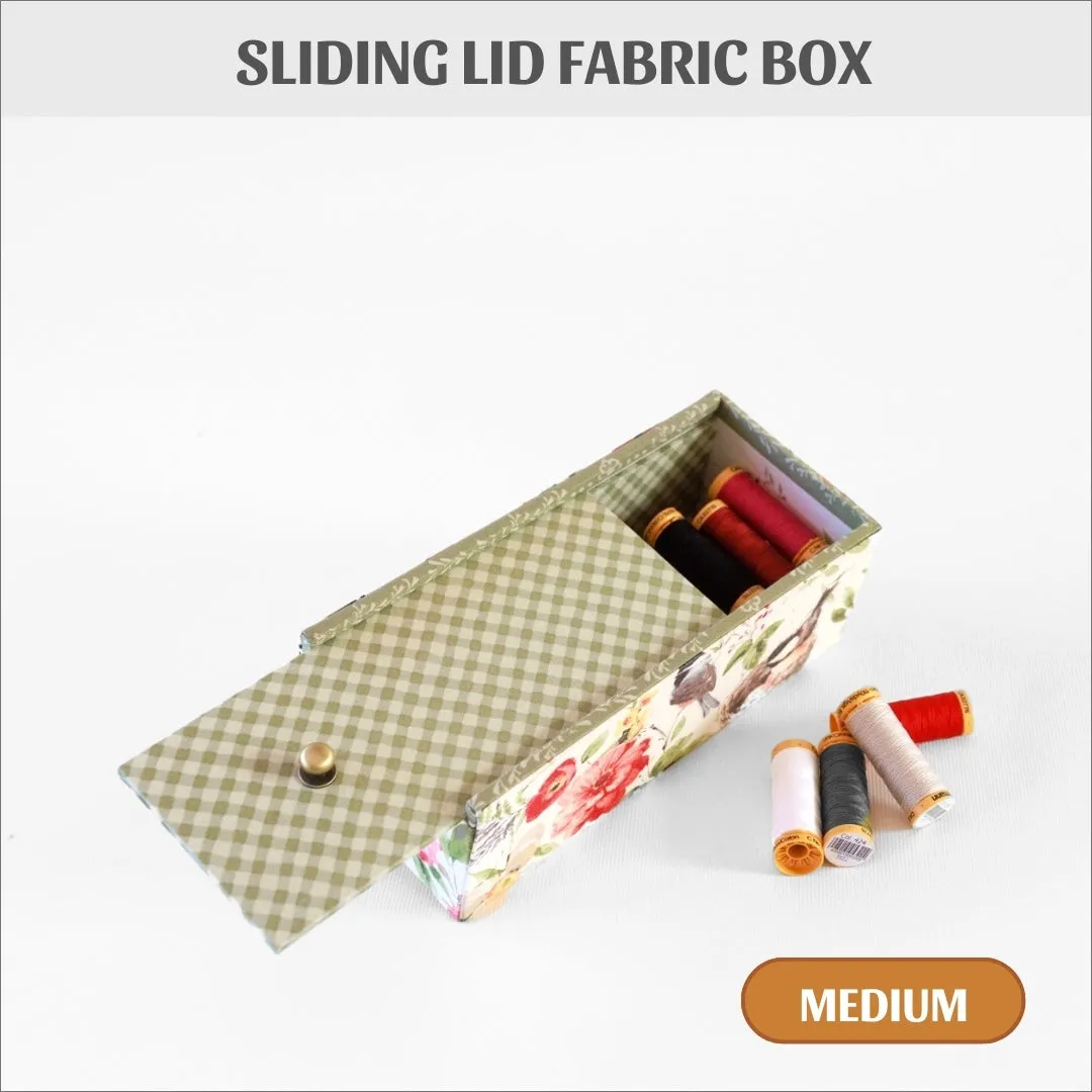 Sliding lid fabric box medium DIY kit, cartonnage kit 230a