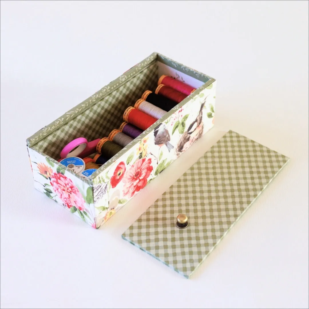 Sliding lid fabric box medium DIY kit, cartonnage kit 230a